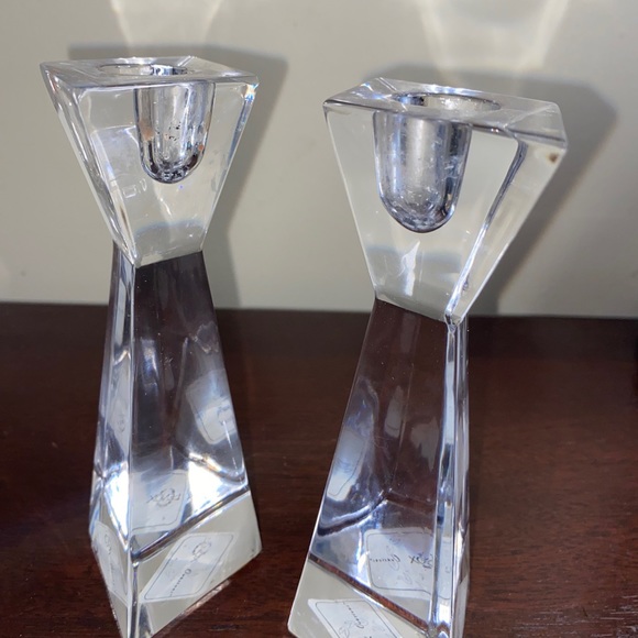 Lenox Pair of 6” Lead Crystal Candlestick Holders made in Slovenia - Picture 4 of 5